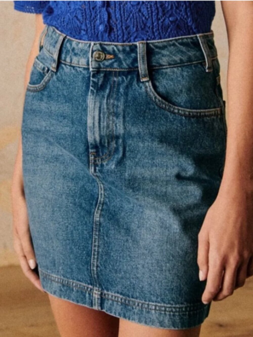 Sezane Maeva Skirt Denim - Size 40 (or 8)